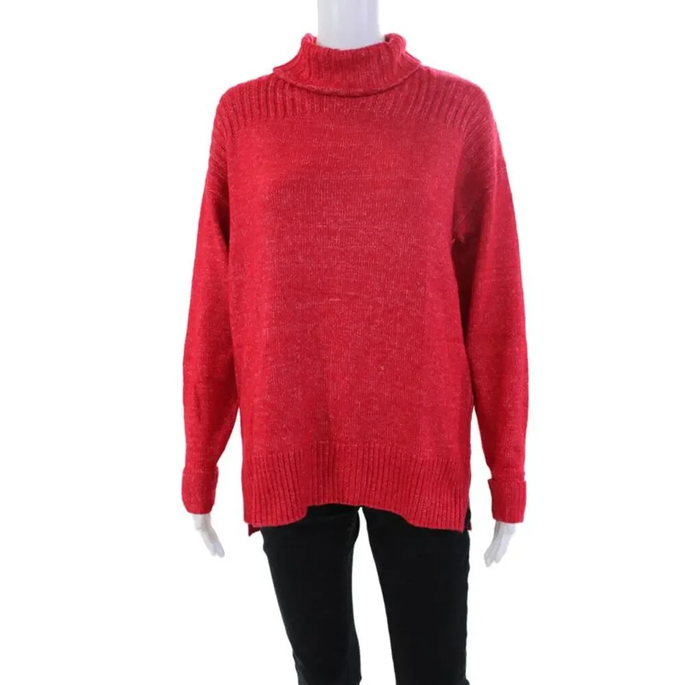 Renuar Womens Turtleneck Long Sleeve Pullover Sweater Top Berry Size XS